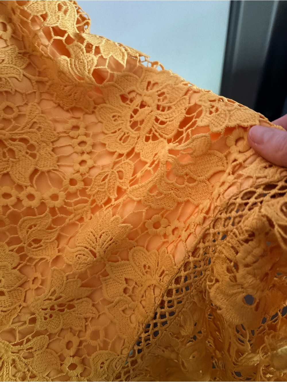 Lulu's golden Yellow Taliah Lace Midi Dress with Ruffle Hem - Picture 6 of 7